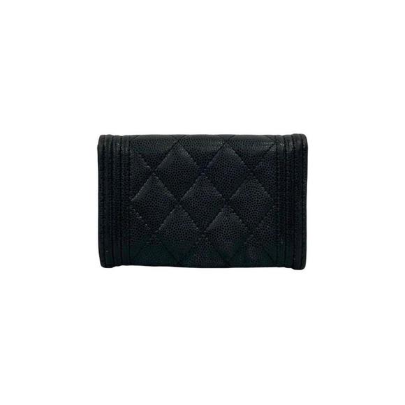 CHANEL Black Caviar Leather Logo Card Holder - Picture 1 of 8